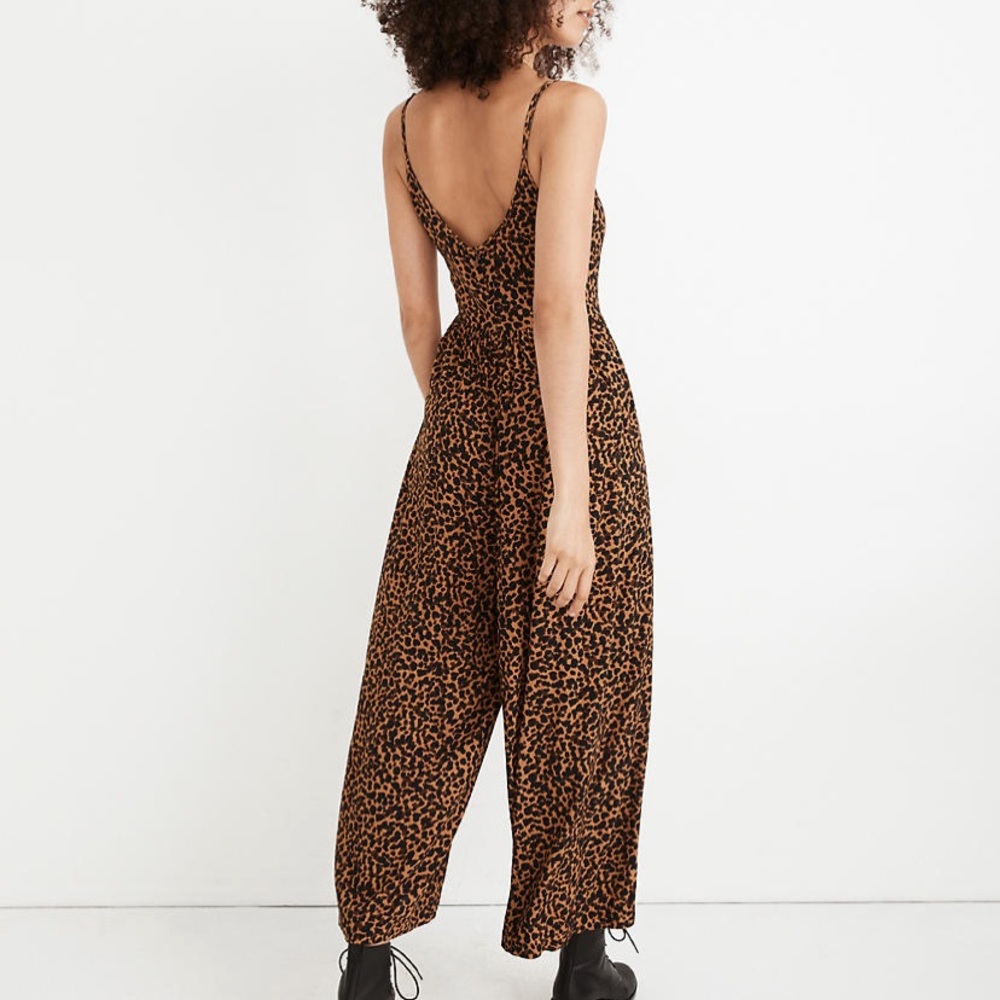 Madewell Shirred Wide-leg Cami Jumpsuit: Leopard - Picture 3 of 5